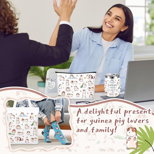 Geiserailie 5-Piece Guinea Pig Lover Gift Set: Tote Bag, Makeup Bag, Keychain, Tumbler & Socks for Women Who Love Guinea Pigs - görsel 12