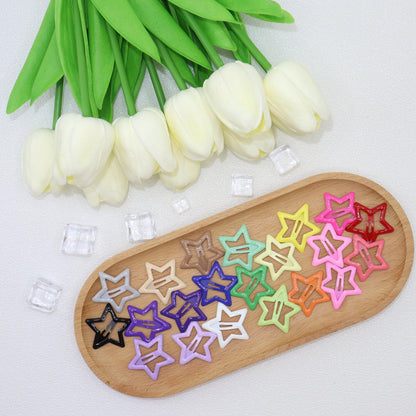 YLMUSU 144 Pcs 1.2'' Star Hair Clips - 24 Colors Metal Non-Slip Snap Hair Clips, Colorful Star Clips y2k, Stars Hair Barrettes for Women and Girls Avelisse