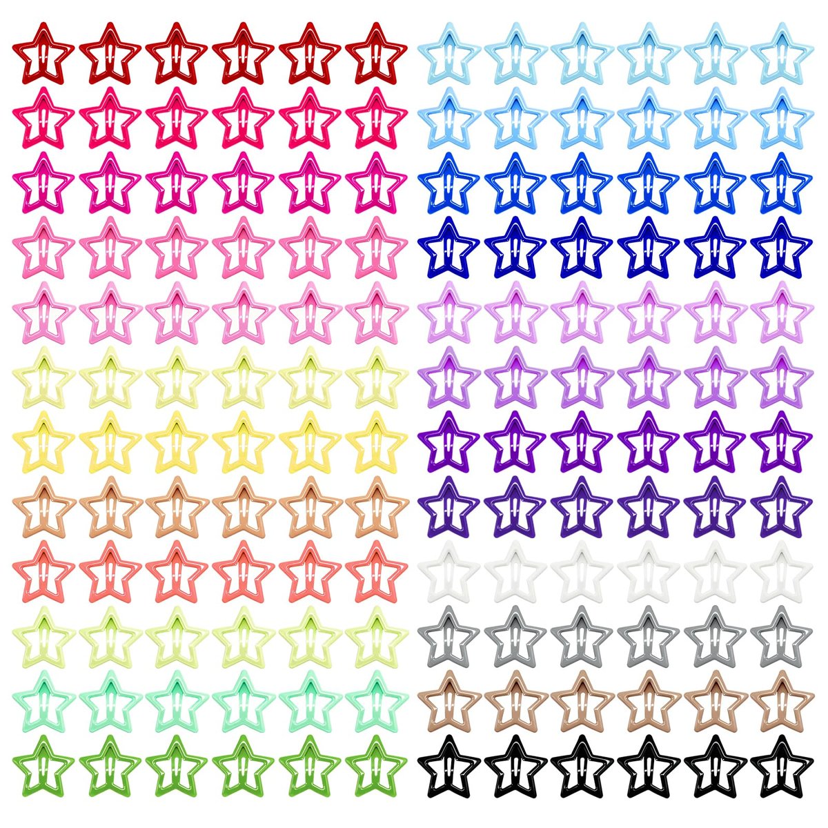YLMUSU 144 Pcs 1.2'' Star Hair Clips - 24 Colors Metal Non-Slip Snap Hair Clips, Colorful Star Clips y2k, Stars Hair Barrettes for Women and Girls Avelisse