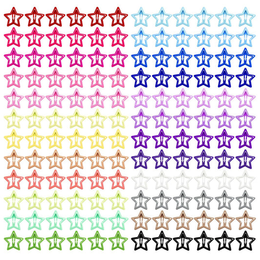 YLMUSU 144 Pcs 1.2'' Star Hair Clips - 24 Colors Metal Non-Slip Snap Hair Clips, Colorful Star Clips y2k, Stars Hair Barrettes for Women and Girls Avelisse