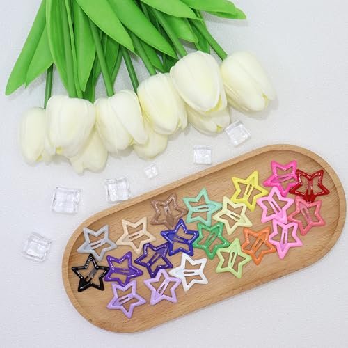 YLMUSU 144 Pcs 1.2'' Star Hair Clips - 24 Colors Metal Non-Slip Snap Hair Clips, Colorful Star Clips y2k, Stars Hair Barrettes for Women and Girls Avelisse