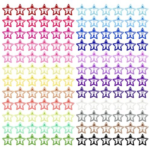 YLMUSU 144 Pcs 1.2'' Star Hair Clips - 24 Colors Metal Non-Slip Snap Hair Clips, Colorful Star Clips y2k, Stars Hair Barrettes for Women and Girls Avelisse