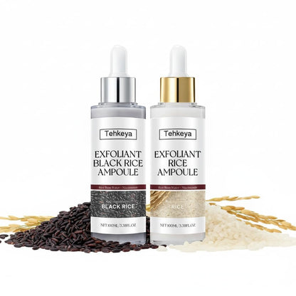 Black and White Rice Exfoliation Essence & Rice Peel Shot (2-Pack) - Dead Skin Removal, Deep Cleansing & Pore Minimizing Facial Serum for All Skin Types Avelisse