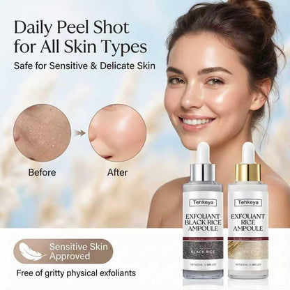Black and White Rice Exfoliation Essence & Rice Peel Shot (2-Pack) - Dead Skin Removal, Deep Cleansing & Pore Minimizing Facial Serum for All Skin Types Avelisse