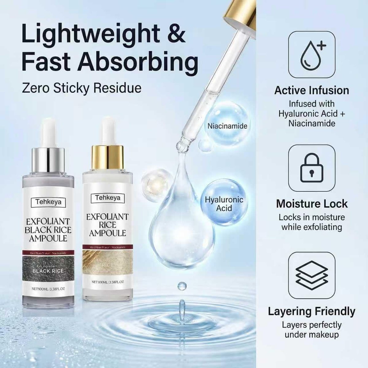 Black and White Rice Exfoliation Essence & Rice Peel Shot (2-Pack) - Dead Skin Removal, Deep Cleansing & Pore Minimizing Facial Serum for All Skin Types Avelisse