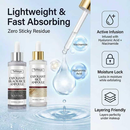 Black and White Rice Exfoliation Essence & Rice Peel Shot (2-Pack) - Dead Skin Removal, Deep Cleansing & Pore Minimizing Facial Serum for All Skin Types Avelisse