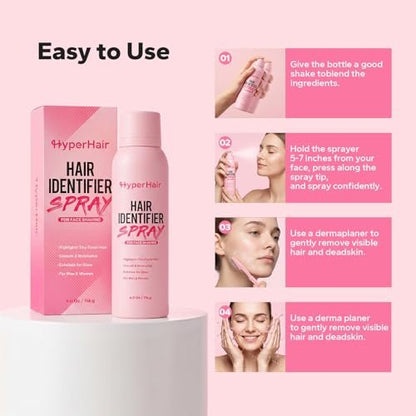 HyperHair Hair Identifier Spray for Face Shaving - Moisturizing Dermaplane Spray for All Skin Types