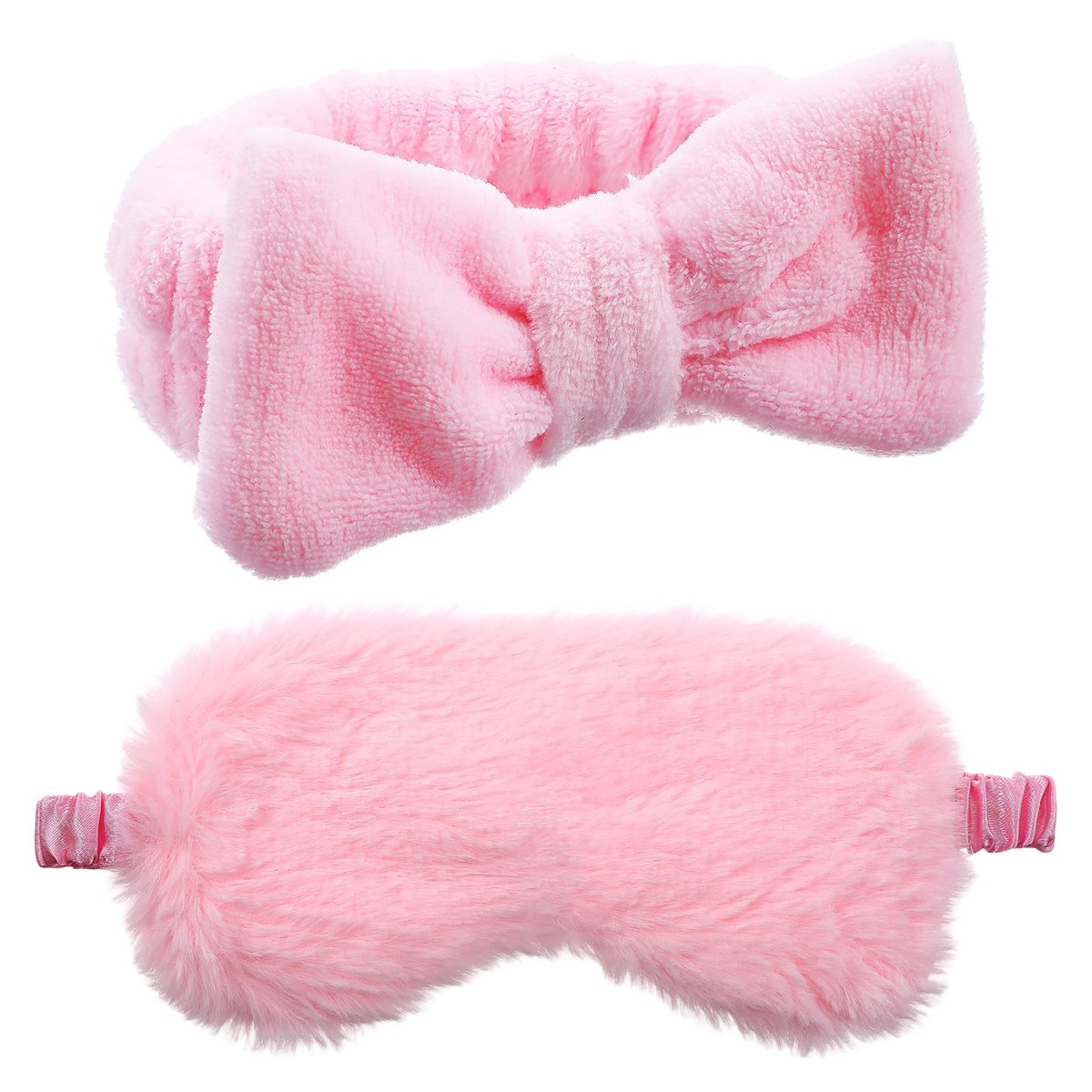 Yuanan 36 Pcs Spa Headband Set for Women – Plush Coral Fleece Makeup Headbands with Sleep Eye Masks & Cosmetic Bags, Pink, 12 Packs - görsel 7