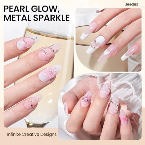 Beetles 3D Nail Charms Kit - Gold Silver Caviar Beads, White Pearls, Rhinestone Glue & Tools for Nail Art Manicure - görsel 6