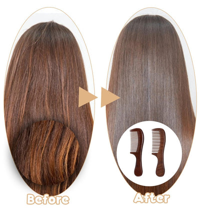 2 Pcs Sandalwood Comb Set - Wide & Fine Tooth Wooden Combs for Detangling, Anti-Static, Natural Hair Care for Women & Men