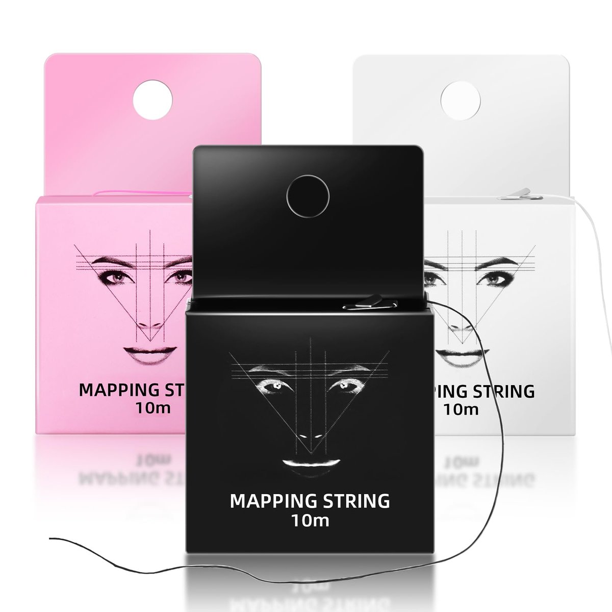JimKing Eyebrow Mapping String - Pre-inked Microblading String for Eyebrow Shaping, 32ft per Box (3 Packs) - görsel 1