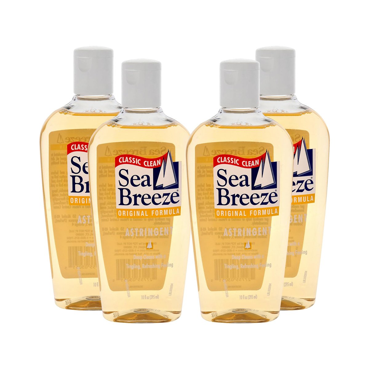 Sea Breeze Astringent Original Facial Cleanser with Camphor & Natural Oils – Deep Pore Cleansing, Fresh Skin, 4-Pack (10 Fl Oz Each) Avelisse