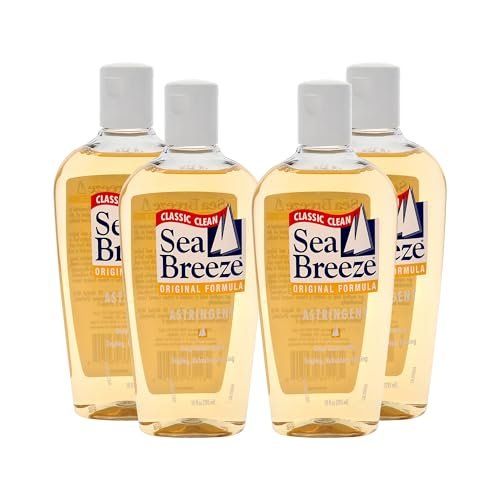 Sea Breeze Astringent Original Facial Cleanser with Camphor & Natural Oils – Deep Pore Cleansing, Fresh Skin, 4-Pack (10 Fl Oz Each) Avelisse