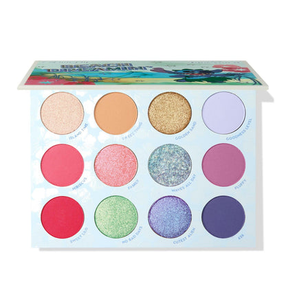 ColourPop x Stitch Beach Dreamin’ Eyeshadow Palette - Limited Edition 12-Shade Matte, Metallic & Pearlescent Glitter Eyeshadow - High-Pigment, Long-Wearing Eye Makeup (0.48 oz) Avelisse