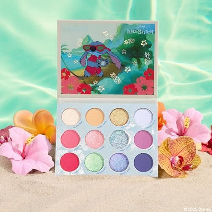 ColourPop x Stitch Beach Dreamin’ Eyeshadow Palette - Limited Edition 12-Shade Matte, Metallic & Pearlescent Glitter Eyeshadow - High-Pigment, Long-Wearing Eye Makeup (0.48 oz) Avelisse