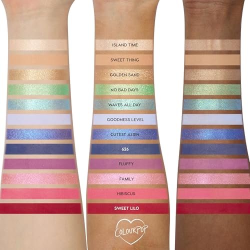 ColourPop x Stitch Beach Dreamin’ Eyeshadow Palette - Limited Edition 12-Shade Matte, Metallic & Pearlescent Glitter Eyeshadow - High-Pigment, Long-Wearing Eye Makeup (0.48 oz) Avelisse