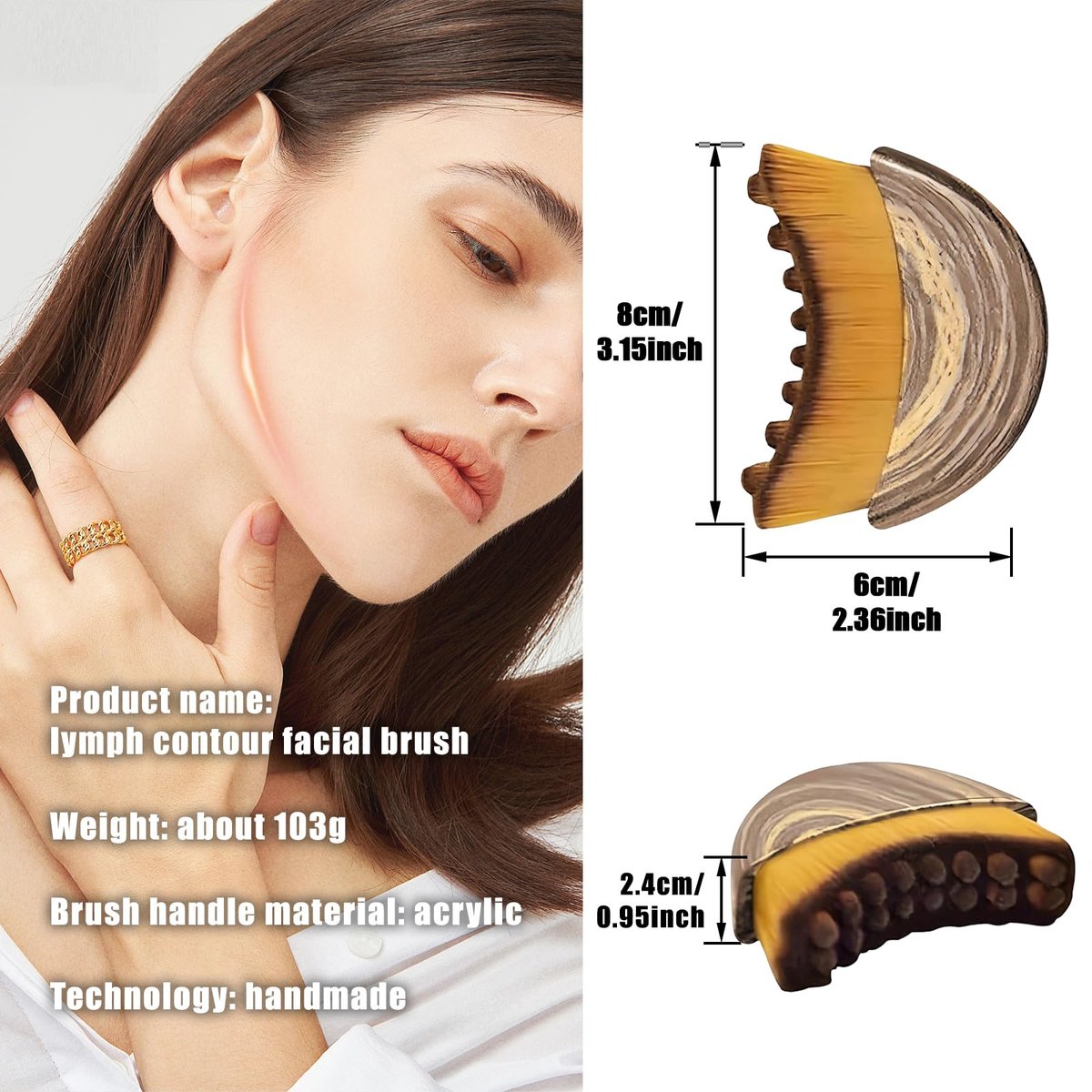 Lymphatic Contour Face Brush & Gua Sha Tool – Super Soft Facial Drainage Massager for Puffiness, Jawline Sculpting & Skin Tightening, Ergonomic Portable Beauty Tool for Sensitive Skin Daily Care - görsel 8