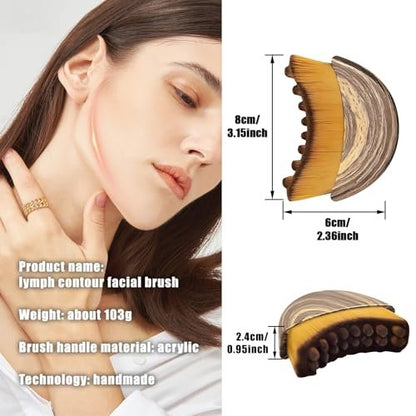 Lymphatic Contour Face Brush & Gua Sha Tool – Super Soft Facial Drainage Massager for Puffiness, Jawline Sculpting & Skin Tightening, Ergonomic Portable Beauty Tool for Sensitive Skin Daily Care