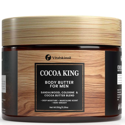 Cocoa King Body Butter for Men - 5.26 oz Moisturizing Body Cream with Cocoa Butter & Cologne Scent Avelisse