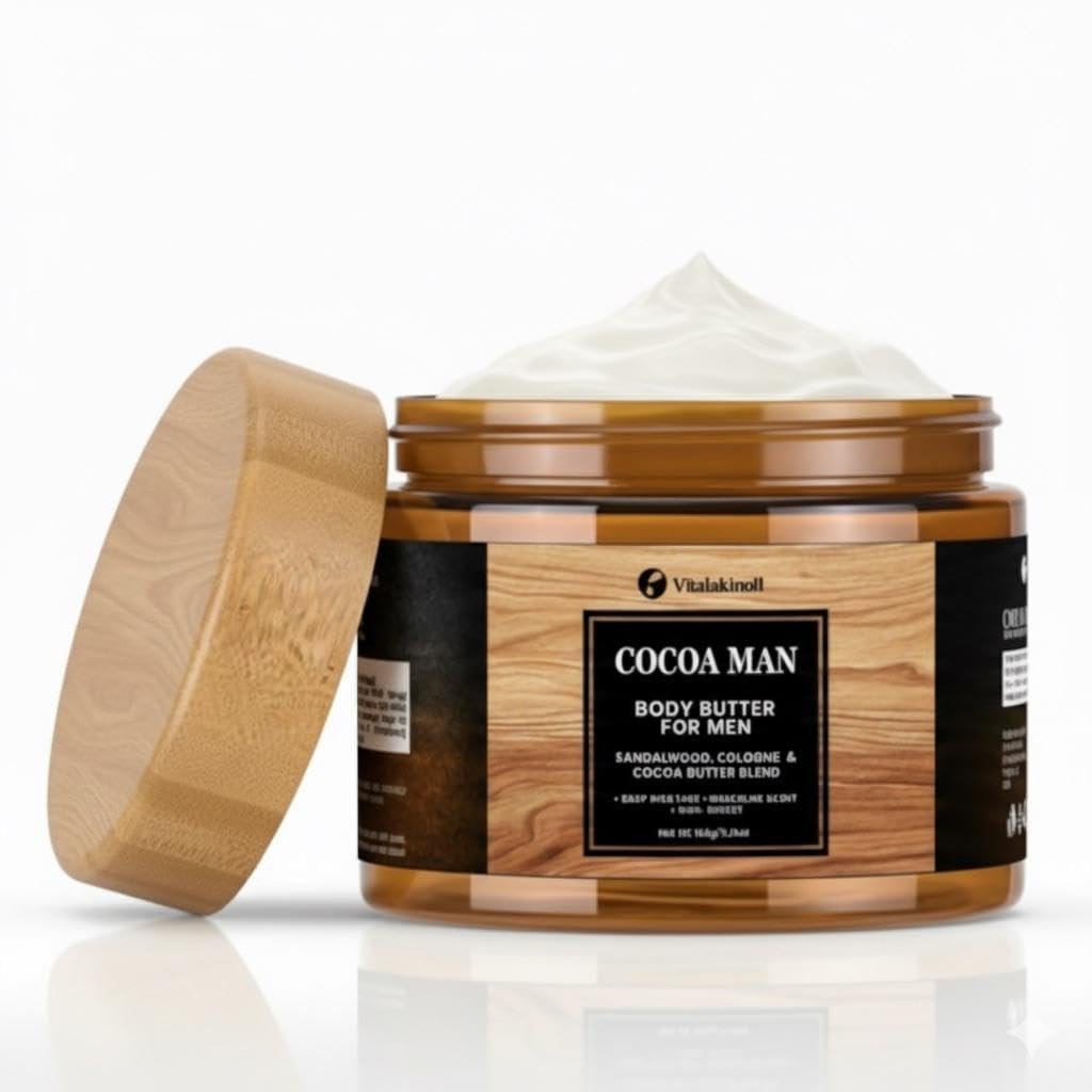 Cocoa King Body Butter for Men - 5.26 oz Moisturizing Body Cream with Cocoa Butter & Cologne Scent Avelisse