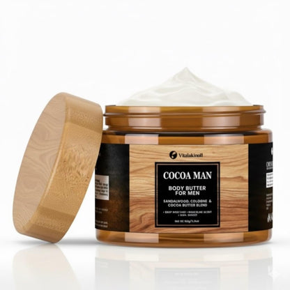 Cocoa King Body Butter for Men - 5.26 oz Moisturizing Body Cream with Cocoa Butter & Cologne Scent Avelisse
