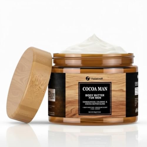 Cocoa King Body Butter for Men - 5.26 oz Moisturizing Body Cream with Cocoa Butter & Cologne Scent Avelisse