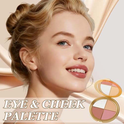 Kubot Eye & Cheek Palette - 4-in-1 Eyeshadow, Highlighter, Blush & Contour Powder for Natural Glow - görsel 4
