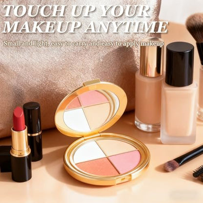 Kubot Eye & Cheek Palette - 4-in-1 Eyeshadow, Highlighter, Blush & Contour Powder for Natural Glow
