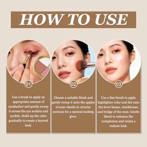 Kubot Eye & Cheek Palette - 4-in-1 Eyeshadow, Highlighter, Blush & Contour Powder for Natural Glow - görsel 14