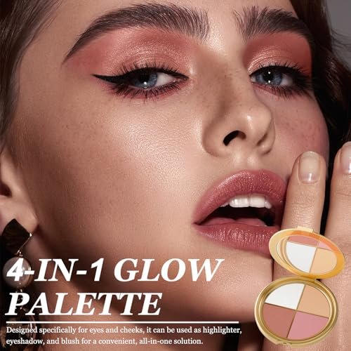 Kubot Eye & Cheek Palette - 4-in-1 Eyeshadow, Highlighter, Blush & Contour Powder for Natural Glow - görsel 8