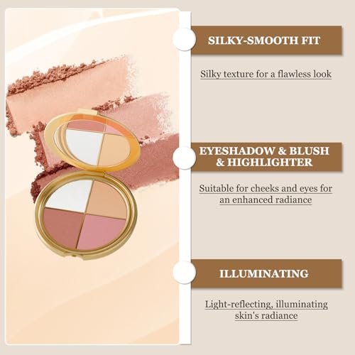 Kubot Eye & Cheek Palette - 4-in-1 Eyeshadow, Highlighter, Blush & Contour Powder for Natural Glow - görsel 12