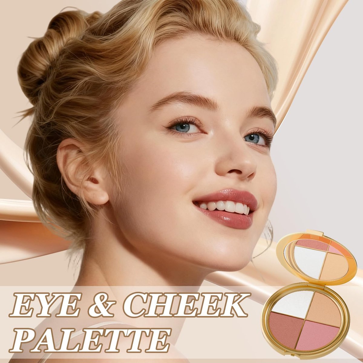 Kubot Eye & Cheek Palette - 4-in-1 Eyeshadow, Highlighter, Blush & Contour Powder for Natural Glow - görsel 3