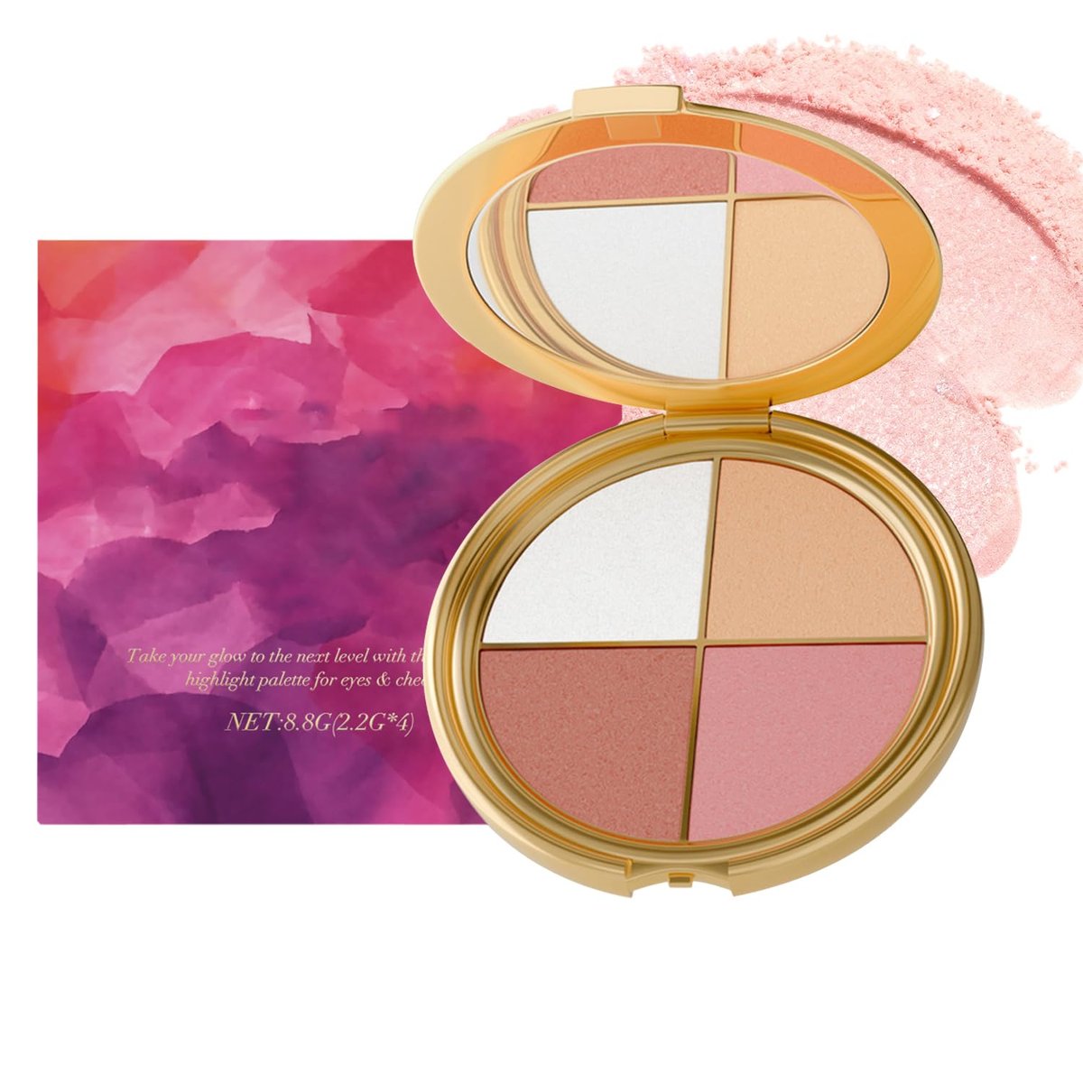 Kubot Eye & Cheek Palette - 4-in-1 Eyeshadow, Highlighter, Blush & Contour Powder for Natural Glow - görsel 1