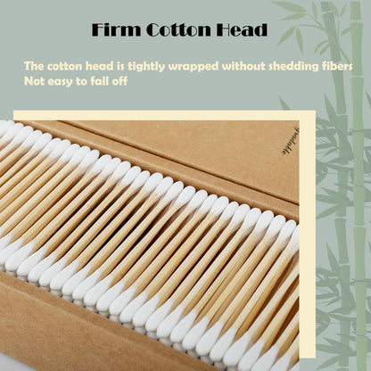 Natural Bamboo Cotton Swabs for Home & Beauty Care – Dual Round Tips, Eco-Friendly Paper Pack (500 Count)