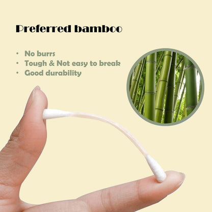 Natural Bamboo Cotton Swabs for Home & Beauty Care – Dual Round Tips, Eco-Friendly Paper Pack (500 Count)
