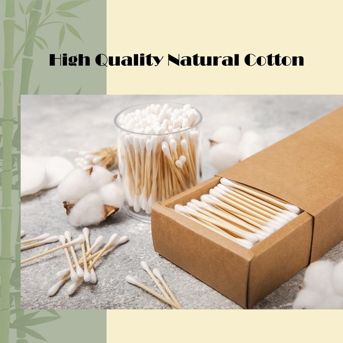 Natural Bamboo Cotton Swabs for Home & Beauty Care – Dual Round Tips, Eco-Friendly Paper Pack (500 Count) - görsel 7