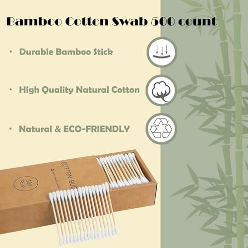 Natural Bamboo Cotton Swabs for Home & Beauty Care – Dual Round Tips, Eco-Friendly Paper Pack (500 Count) - görsel 4