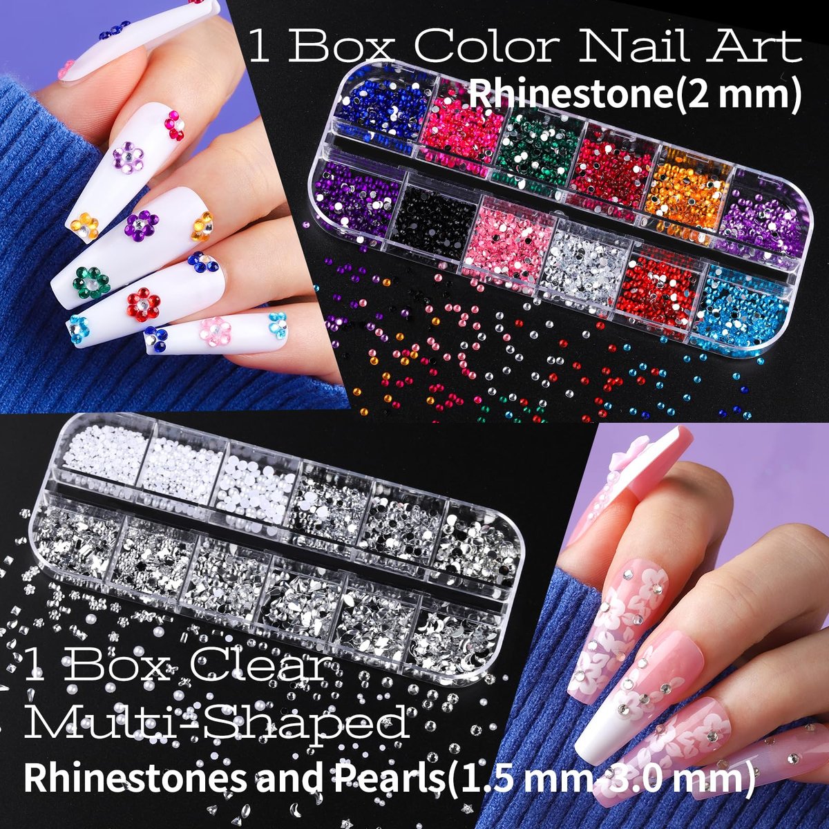 Teenitor Nail Charms and Nail Art Tools Set – 5 Boxes of 3D Nail Charms, Gems Rhinestones, 15 Nail Art Brushes, 5 Dotting Tools, 2 Nail Stands – Complete Nail Art Kit for Beginners & Professionals - görsel 9