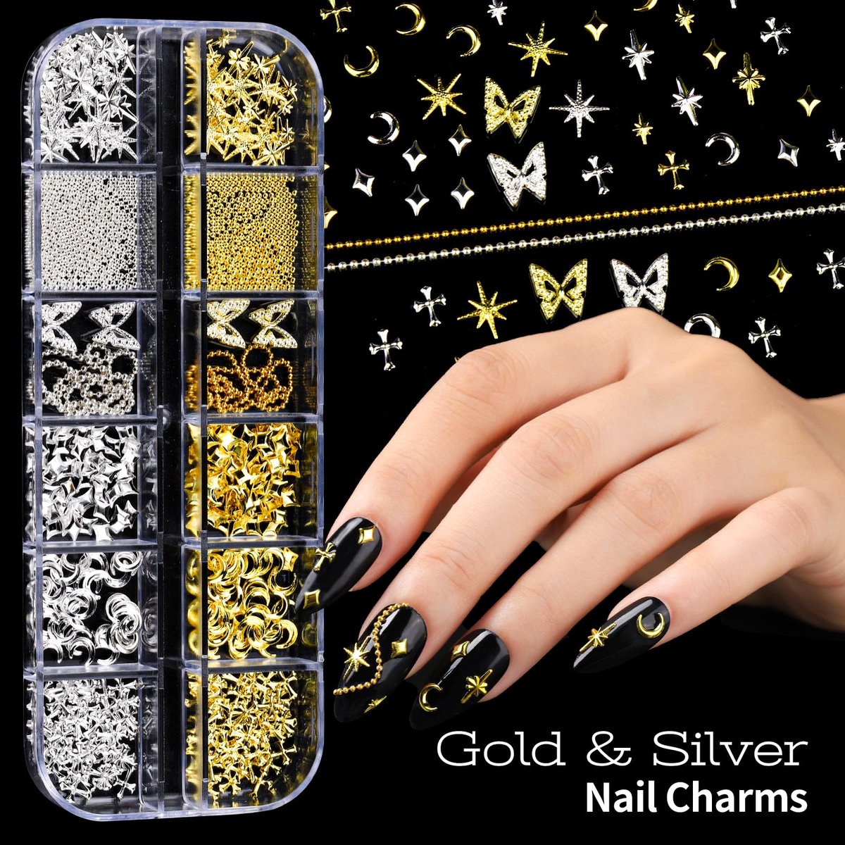 Teenitor Nail Charms and Nail Art Tools Set – 5 Boxes of 3D Nail Charms, Gems Rhinestones, 15 Nail Art Brushes, 5 Dotting Tools, 2 Nail Stands – Complete Nail Art Kit for Beginners & Professionals - görsel 5