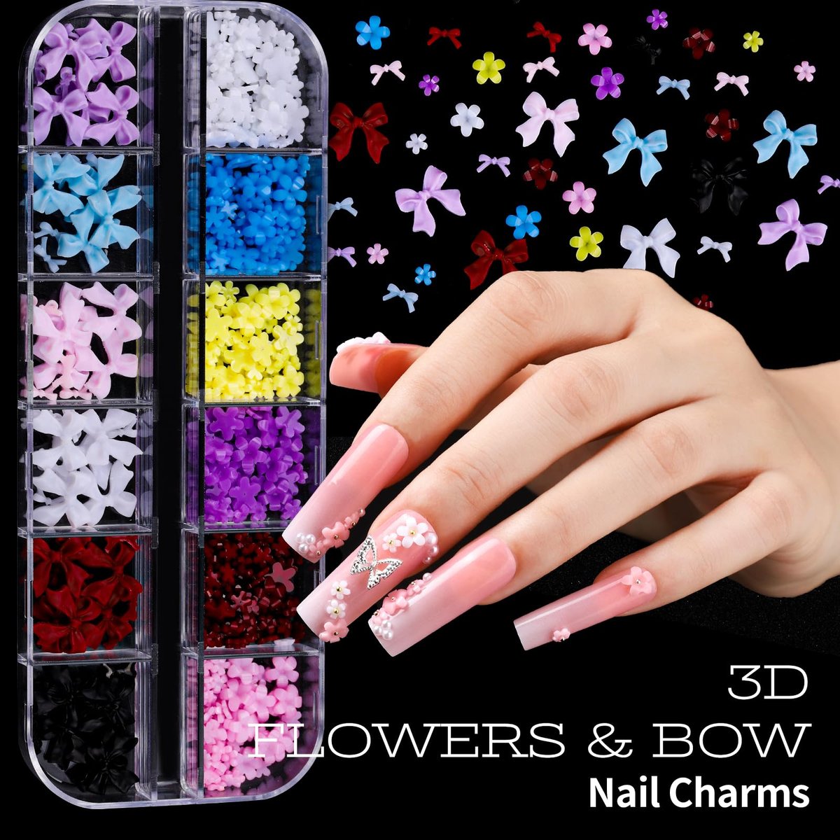 Teenitor Nail Charms and Nail Art Tools Set – 5 Boxes of 3D Nail Charms, Gems Rhinestones, 15 Nail Art Brushes, 5 Dotting Tools, 2 Nail Stands – Complete Nail Art Kit for Beginners & Professionals - görsel 7