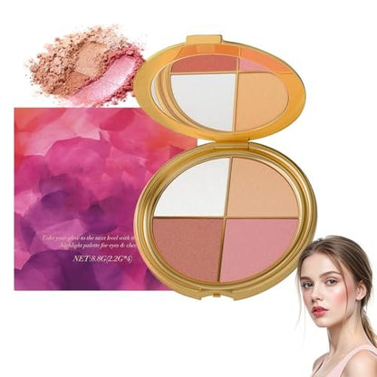 Denir Bonee 4-in-1 Eye & Cheek Palette - Eyeshadow, Highlighter & Contour Kit for Face Defining Makeup
