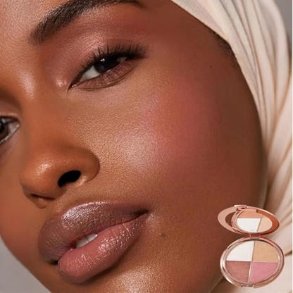 Denir Bonee 4-in-1 Eye & Cheek Palette - Eyeshadow, Highlighter & Contour Kit for Face Defining Makeup