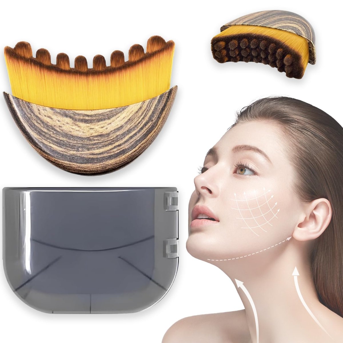 Lymphatic Contour Face Brush for Drainage, Elasticity & Brightening - Brown Plastic Avelisse