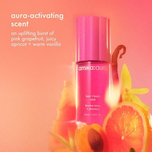 Amika Aura Hair and Body Mist - Pink Grapefruit, Juicy Apricot + Warm Vanilla | 3 Fl Oz Avelisse
