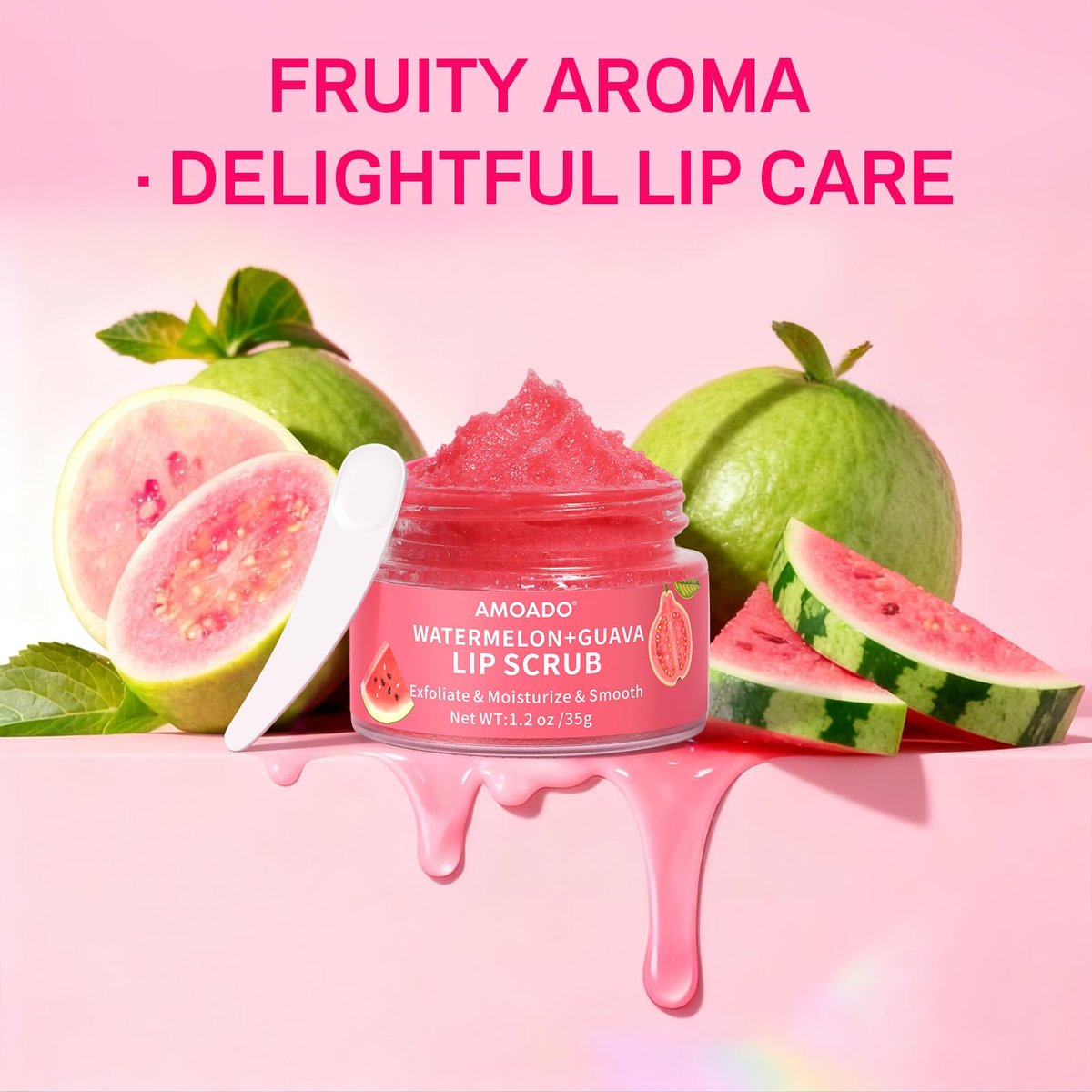 AMOADO Sugar Lip Scrub for Dark Lips – Exfoliating Lip Scrub for Smooth & Soft Lips with Watermelon & Guava, Lip Exfoliator & Moisturizer for Dry, Chapped Lips, Natural Lip Care, 1.2 oz/35g - görsel 17