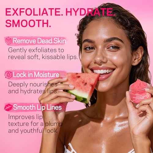 AMOADO Sugar Lip Scrub for Dark Lips – Exfoliating Lip Scrub for Smooth & Soft Lips with Watermelon & Guava, Lip Exfoliator & Moisturizer for Dry, Chapped Lips, Natural Lip Care, 1.2 oz/35g - görsel 6
