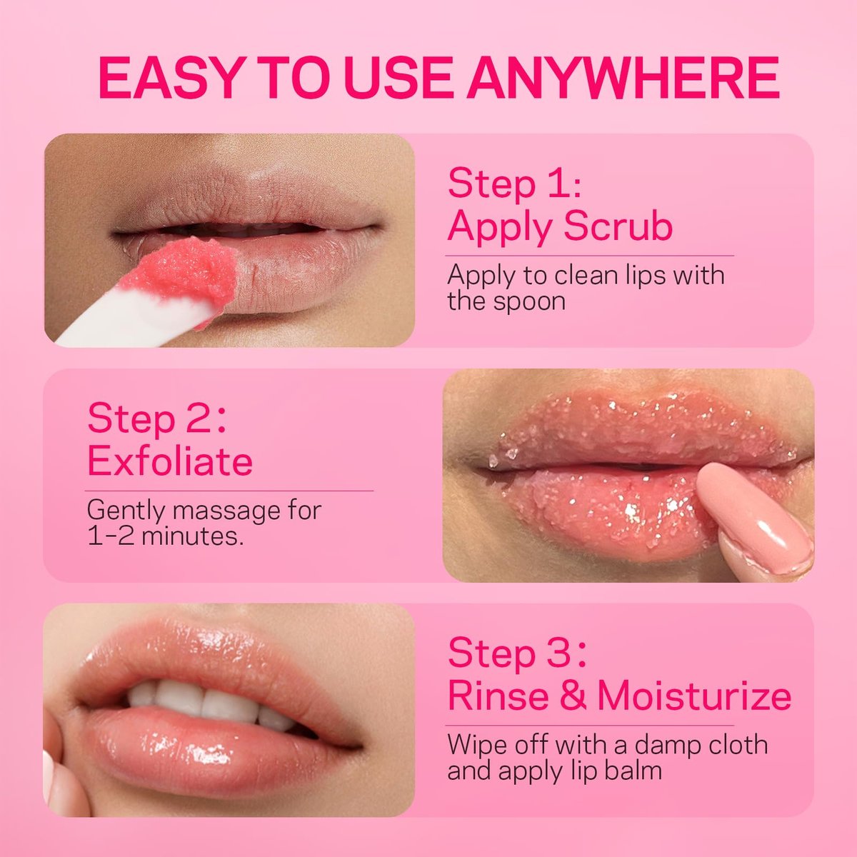 AMOADO Sugar Lip Scrub for Dark Lips – Exfoliating Lip Scrub for Smooth & Soft Lips with Watermelon & Guava, Lip Exfoliator & Moisturizer for Dry, Chapped Lips, Natural Lip Care, 1.2 oz/35g - görsel 11