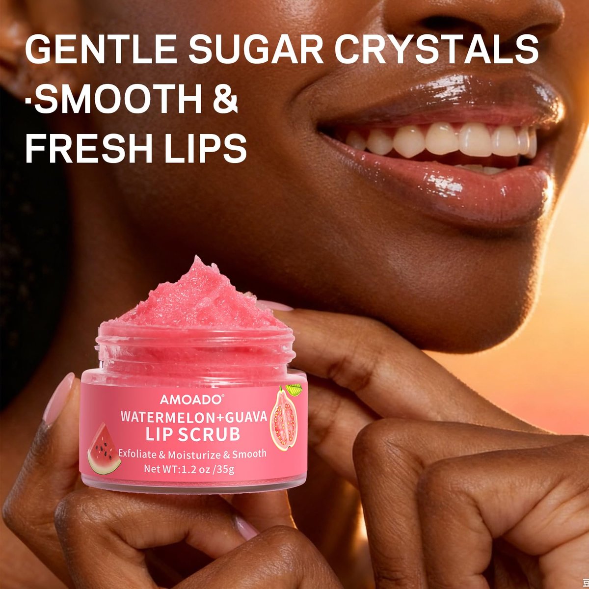 AMOADO Sugar Lip Scrub for Dark Lips – Exfoliating Lip Scrub for Smooth & Soft Lips with Watermelon & Guava, Lip Exfoliator & Moisturizer for Dry, Chapped Lips, Natural Lip Care, 1.2 oz/35g - görsel 15
