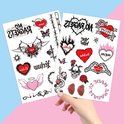 Y2K Temporary Fake Tattoos for Adults – Tramp Stamp, White Trash Bachelorette Party Decorations – 4 Sheets