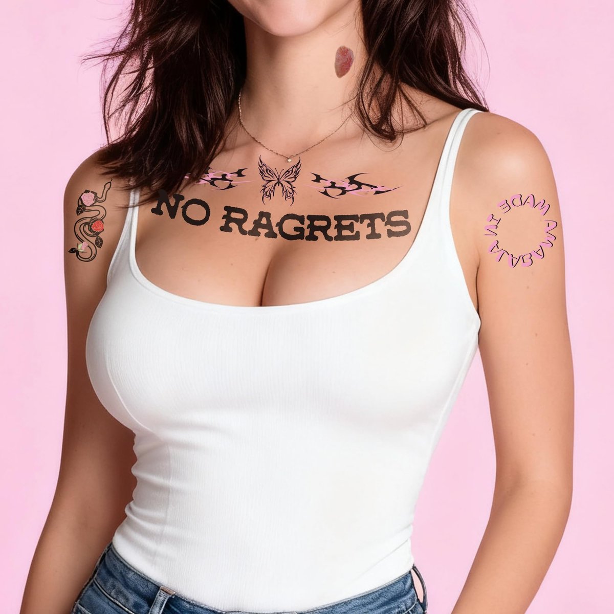 Y2K Temporary Fake Tattoos for Adults – Tramp Stamp, White Trash Bachelorette Party Decorations – 4 Sheets - görsel 7